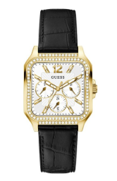 Guess Deco Montre Femme Multifonction Acier Doré Cuir Noir